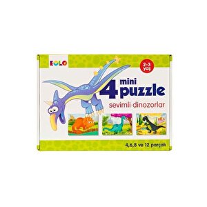 4 Mini Puzzle Sevimli Dinozorlar