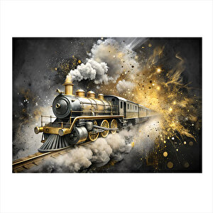 Buharlı Tren Lokomotif Modern Mdf Tablo 35cm X50cm 35x50 cm