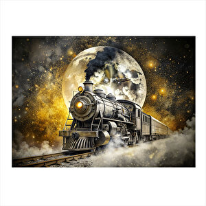 Buharlı Tren Lokomotif Art Mdf Tablo 25cmx 35cm 25x35 cm