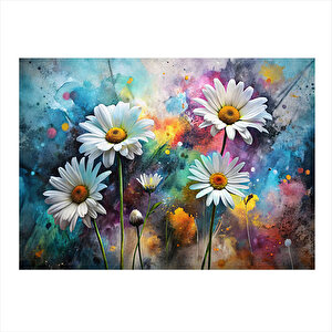 Beyaz Papatyalar Mdf Poster 35cm X50cm 35x50 cm