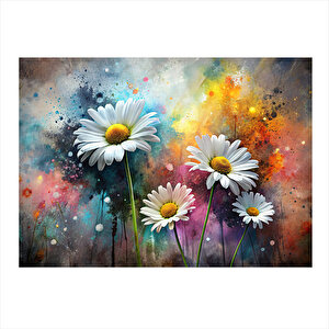 Beyaz Papatyalar Mdf Poster 35cm X50cm 35x50 cm