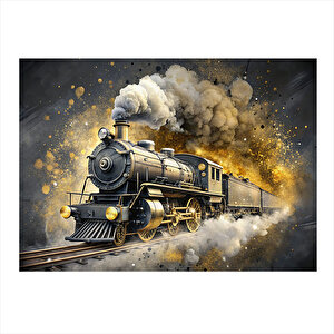 Lokomotif Buharlı Tren Hediyelik Ahşap Tablo 25cmx 35cm 25x35 cm