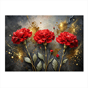 Kırmızı Karanfil Mdf Tablo 25cmx 35cm 25x35 cm