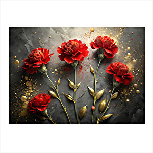 Kırmızı Karanfiller Hediyelik Mdf Tablo 35cm X50cm 35x50 cm