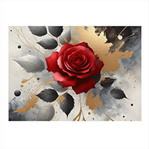 Kırmızı Gül Desenli Mdf Tablo 35cm X50cm 35x50 cm