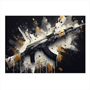 Ak-47 Modern Ahşap Tablo 35cm X50cm 35x50 cm