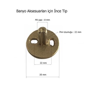 5 Adet İnce Tip Banyo Aksesuar Montaj Parçası Prinç Kırılmaz