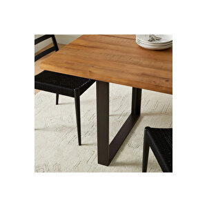 Enjoylifetasarım Doğal Ahşap Yemek Masası (u Metal Ayak) 80x150x3.5 cm