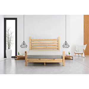 Enjoylifetasarım Doğal Ahşap Başlıklı Karyola 120x200 cm