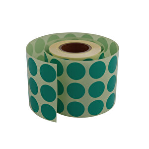 Renkli Kuşe Rulo Çap Etiketi 25mm X 25mm 2500 Adet Yan Yana 3 Lü