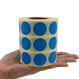 Renkli Kuşe Rulo Çap Etiketi 25mm X 25mm 2500 Adet Yan Yana 3 Lü
