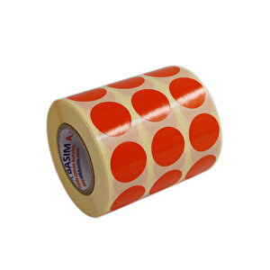 Renkli Kuşe Rulo Çap Etiketi 25mm X 25mm 2500 Adet Yan Yana 3 Lü