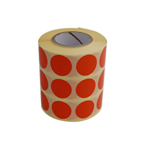 Renkli Kuşe Rulo Çap Etiketi 25mm X 25mm 2500 Adet Yan Yana 3 Lü