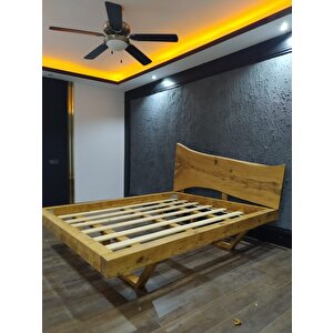 Enjoylifetasarım Doğal Kütük Başlıklı Ahşap Karyola 90x190 cm