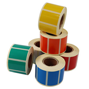 Renkli Zemin Baskılı Kuşe Rulo Etiket 50mm X 30mm 1000 Adet