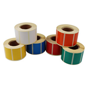 Renkli Zemin Baskılı Kuşe Rulo Etiket 50mm X 30mm 1000 Adet