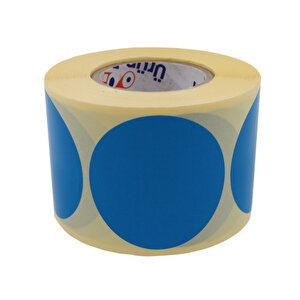 Kuşe Renkli Zemin Baskılı 40mm Çap Etiket 500 Adet Mavi