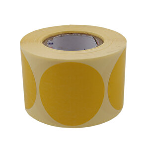 Kuşe Renkli Zemin Baskılı 40mm Çap Etiket 500 Adet Sarı