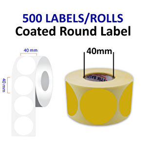 Kuşe Renkli Zemin Baskılı 40mm Çap Etiket 500 Adet Sarı
