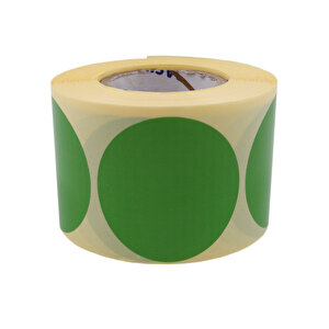 Kuşe Renkli Zemin Baskılı 40mm Çap Etiket 500 Adet Açık Yeşil