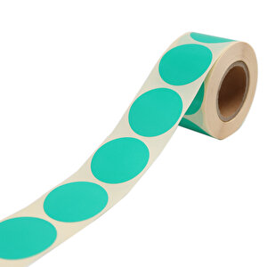 Kuşe Renkli Zemin Baskılı 40mm Çap Etiket 500 Adet Açık Yeşil
