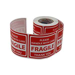 Fragile Roll Label 70mm X 80mm 250 Pcs "please Handle With Care Thank You" Coated Stickers