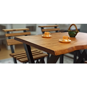 Enjoylifetasarım Metal Ayak Doğal Ahşap Sandalye