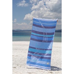 Shark %100 Pamuk Peştemal Mavi 90x170 Mavi