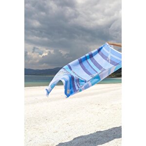 Shark %100 Pamuk Peştemal Mavi 90x170 Mavi