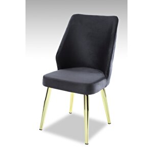 Puffy Sandalye - Babayface Antrasit - Metal Sarı Ayak