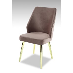 Puffy Sandalye - Babayface Kahverengi - Metal Sarı Ayak Kahverengi