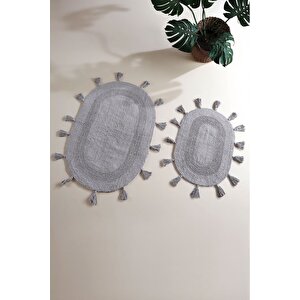 İrya Hana Banyo Paspası Gri 40x60+60x90 Gri