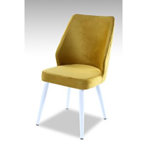 Puffy Sandalye - Babayface Sarı - Metal Beyaz Ayak