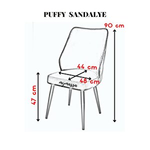 Puffy Sandalye - Babayface Siyah - Metal Beyaz Ayak