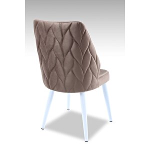 Puffy Sandalye - Babayface Kahverengi - Metal Beyaz Ayak