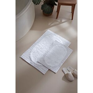 Plush Banyo Paspası Beyaz 40x60+60x90 Beyaz