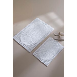 Plush Banyo Paspası Beyaz 40x60+60x90 Beyaz