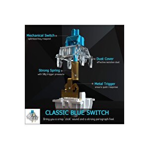 Trol Blue Switch Mini Rgb Oyun Klavyesi Gaming Mekanik 62 Tuşlu 18 Rgb Led Usb Type-c Kablo
