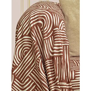 Softmicro Gökkuşağı Desenli Boho 130x180 Cm  Koltuk Örtüsü Şalı, Kanepe Örtüsü, Tv Battaniyesi  Kiremit Rengi