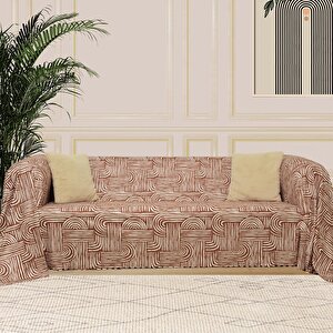 Softmicro Gökkuşağı Desenli Boho 180x300 Cm Koltuk Örtüsü Şalı, Kanepe Örtüsü, Tv Battaniyesi Kiremit Rengi Kiremit
