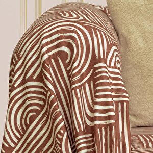 Softmicro Gökkuşağı Desenli Boho 180x300 Cm Koltuk Örtüsü Şalı, Kanepe Örtüsü, Tv Battaniyesi Kiremit Rengi