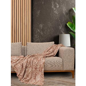 Softmicro Gökkuşağı Desenli Boho 180x300 Cm Koltuk Örtüsü Şalı, Kanepe Örtüsü, Tv Battaniyesi Kiremit Rengi