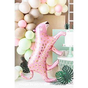 Pembe Panter Gold Detaylı Büyük Folyo Balon Safari Vahşi Hayvan Doğum Günü