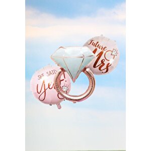 Rose Gold Tek Taşlı Düğün Fotoğrafı Balonları Seti I Said Yes Future Mrs