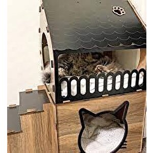 Teraslı Kedi Evi 5kg Ve Üzeri Kediler Için
