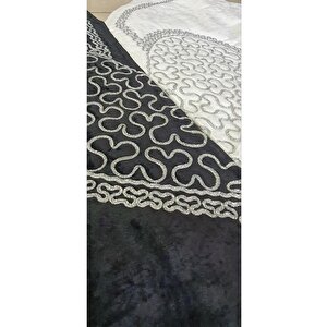 Çeyizdiyarı Sevda Kadife 2'li Seccade Takımı Siyah Gümüş