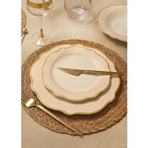 The Mia Jaswely Servis Tabağı 6 Parça Krem 27 Cm