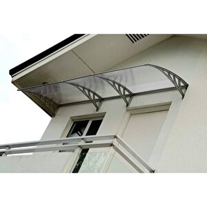Plastik Ayak 6mm Levhalı Pratik Sundurma Kanopi 100x300 Cm Gri