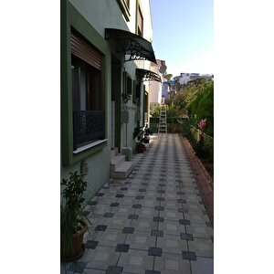Plastik Ayak 6mm Levhalı Pratik Sundurma Kanopi 100x480 Cm Siyah