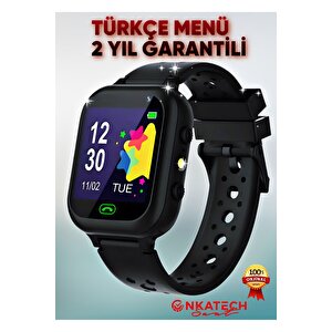 Sim Kartlı Konum Takibi Ve Ortam Dinleme Özellikli Akıllı Çocuk Saati-2024 Yeni Model 1072 Siyah